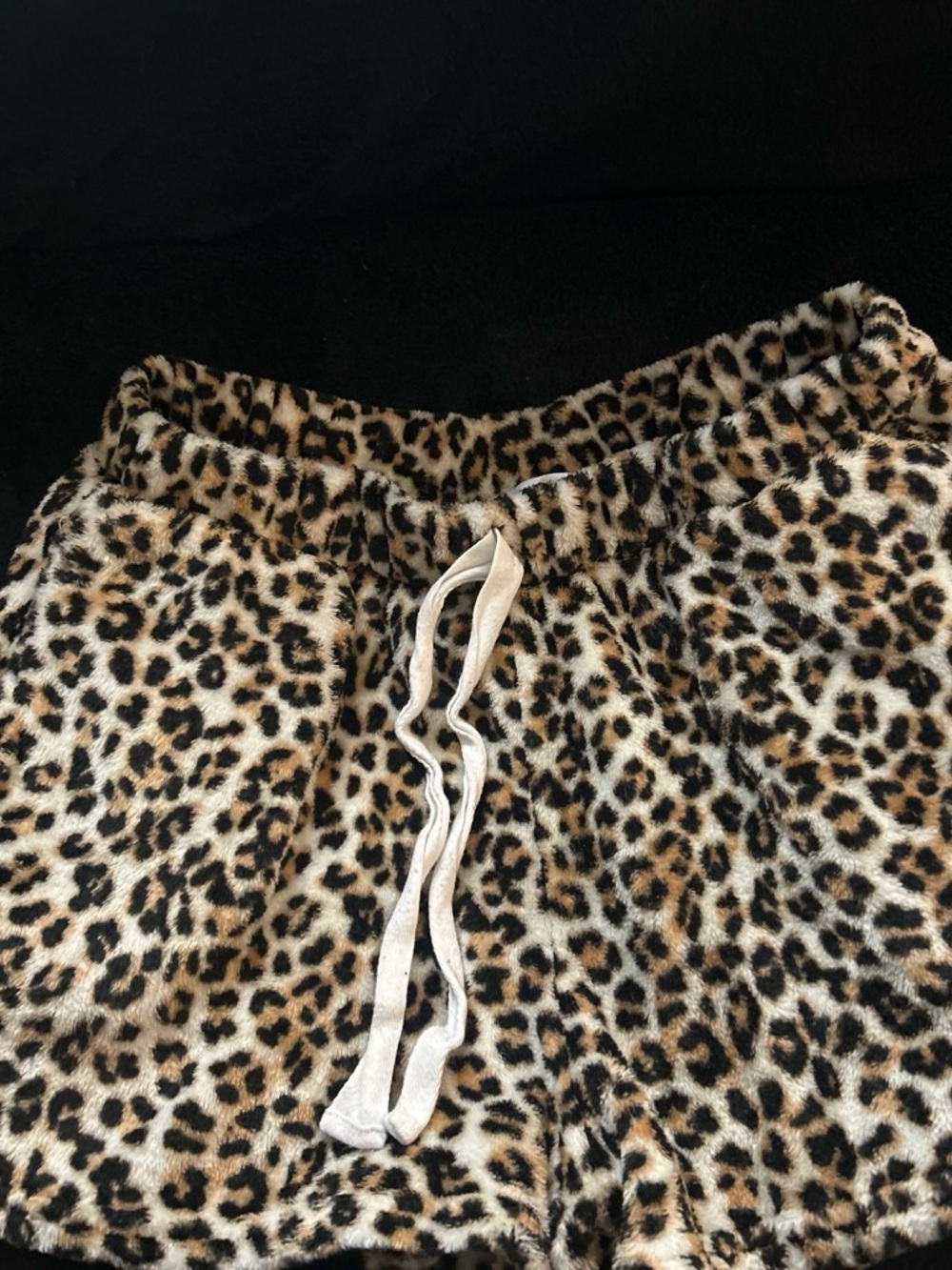 Leopard Print Plush Women's Shorts with Drawstring